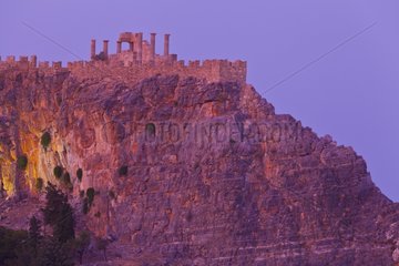 Acropolis of Lindos Village cliff Rhodes Greece