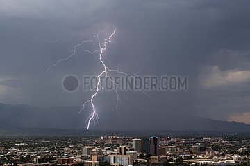 Branched lightning striking the eastern suburbs of Tucson