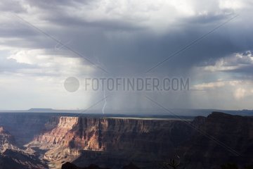 Lightning striking the desert of Arizona Grand Canyon
