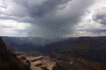 Stormy downpour and lightning Grand Canyon Arizona USA
