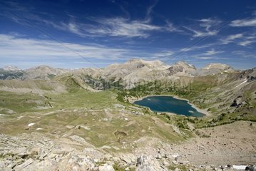 Lac d'Allos seen Encombrette pass Mercantour NP Alps France