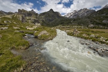 Torrent alpine glacial stream Tarentaise Alps France