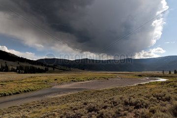 Lamar Valley under a stormy sky Yellowstone NP USA