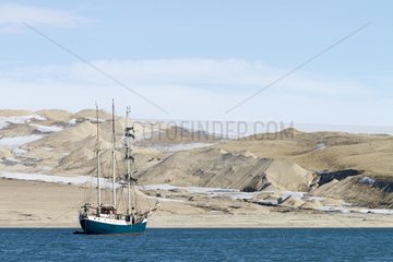 Sailboat in the Krossfjorden Nordaustlandet Svalbard