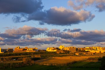 Village of San Lawrenz Gozo Malta at dusk
