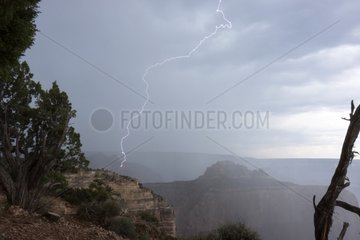 Lightning strike hitting a cliff Grand Canyon USA