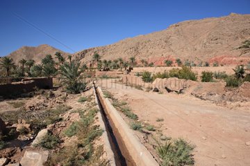 Cement irrigation canals in the village of Garmeh Iran