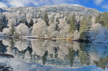 Lake Anglus as frost Aspe Valley Pyrenees France