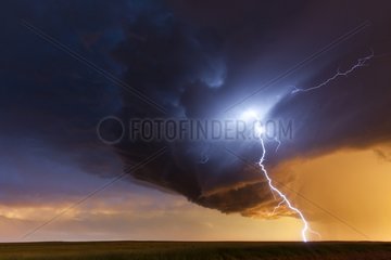 Extra cloud lightning in front of a supercell Nebraska