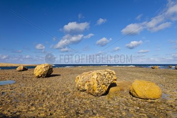 Rocks Sandstone Village Qbajjar Gozo Malta