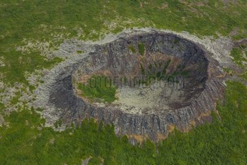 Aerial view of Eldborg crater Iceland