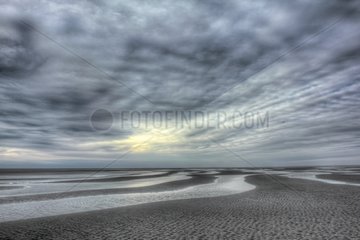 Low tide and stormy sky Somme Picardy France