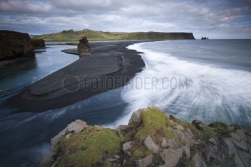 Cliffs and black sand beach of Dyrhólaey Iceland
