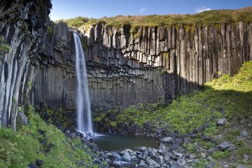 Fall Svartifoss and basalt PN Skaftafell Iceland