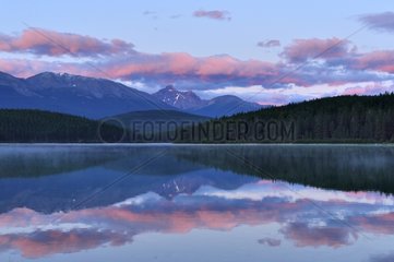 Dawn on Patricia Lake in Jasper NP in Canada