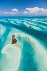 Aerial view of the lagoon of Eleuthera island in the Bahamas