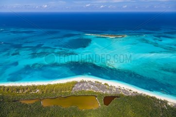 Aerial view of the lagoon of Nassau island in the Bahamas