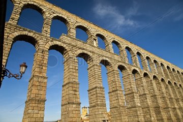 Roman aqueduct bridge of Segovia in Spain