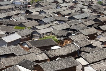 Roofing traditional village Erhai Lake Yunnan China