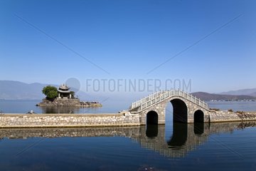 Bridge and Island Lake Erhai Yunnan China