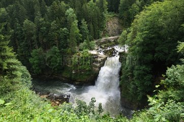 Waterfall Saut du Doubs in summer Franche-Comté France