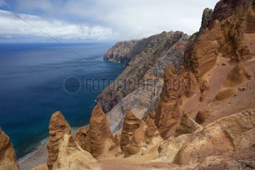 Pinnacles of eroded sand Deserta island Madeira