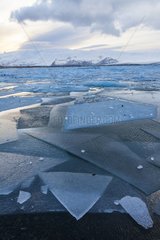 Joekulsarlon glacier lagoon in winter in Iceland