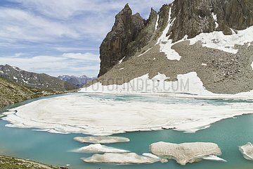 Thaw a mountain lake Massif Cerces Alps France