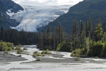Exit Glacier dramatic decline in Kenai Fjords NP Alaska USA