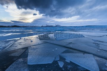 Joekulsarlon glacier lagoon in winter in Iceland