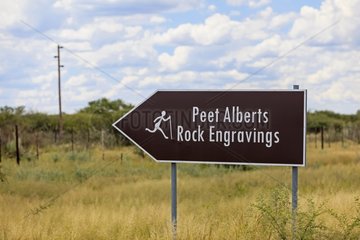 Sign showing the Peet Alberts Site s rock engravings