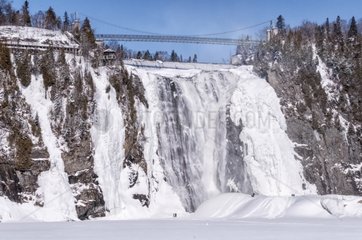 Montmorency Falls in Quebec Canada in winter