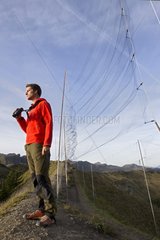 Nets to capture banding Bretolet Pass Swiss Alps