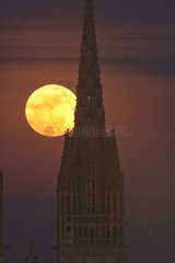 Moonrise behind the Cathedral Spires Quimper