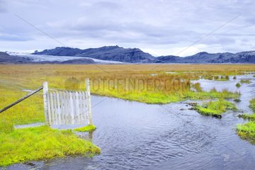 Flooding due to the melting of the glacier Vatnajokull Iceland