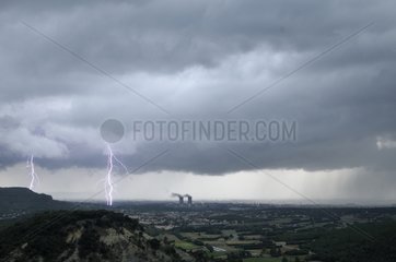 Lightning near the nuclear Tricastin France