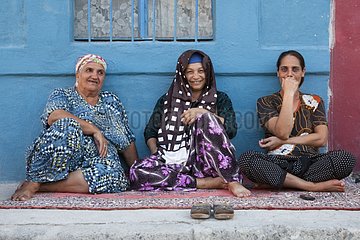 Gypsy women sitting in the street Canakkale Turkey