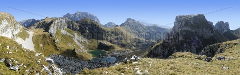 Arbon Lake and Massif of dent d'Oche Chablais Alps France