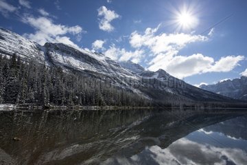Light reflection in a lake at Glacier NP Montana USA