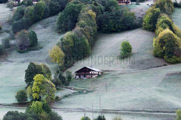 Grasslands of pasture near the village of Hauteluce Alps