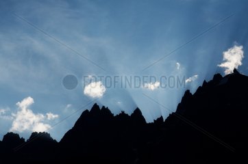 Aiguilles de Chamonix from the bottom of the Chamonix valley