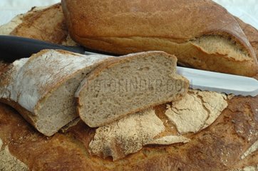 Different kinds of bread and knife