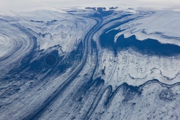 Aerial view of the Vatnajoekull glacier in Iceland