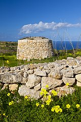 Tower and wall Valley San Blas Island of Gozo Malta