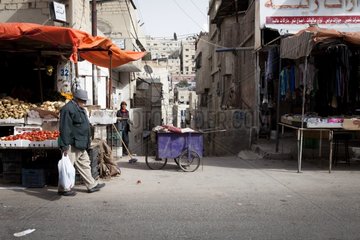 Market Street in Jabal Hussein Camp Jordan