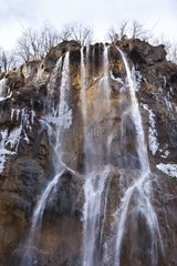 Waterfalls in the Plitvice lakes NP in winter Croatia