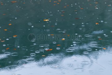 Raindrops on a lake at Plitvice lakes NP Croatia