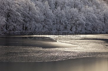 Ice on a lake at Plitvice lakes NP Croatia