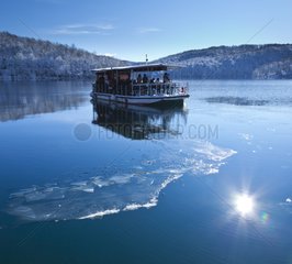 Boat on a lake at Plitvice lakes NP Croatia