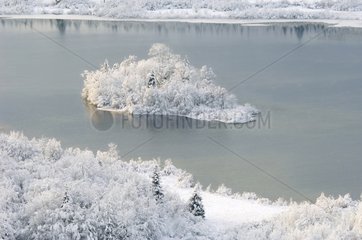 Lake Ilay in snow Jura France